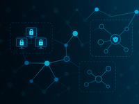 Interconnected nodes forming a network, with three segmented clusters outlined by dotted borders.